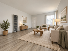 Inglewood apartment for rent - A living room with a couch, chair, and table.