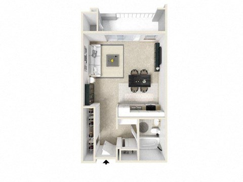 Floor plan for studio, 1 bath, 551 sqft