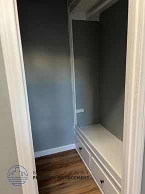 Los Angeles apartment for rent - A white closet with a bench and drawers.