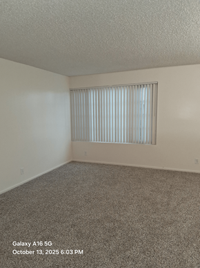 Lawndale apartment for rent - A room with a carpeted floor and a window with blinds.