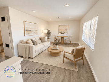 Hawthorne apartment for rent - A living room with a couch, chair, and coffee table.
