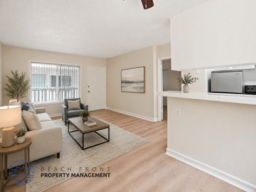 Torrance apartment for rent - A living room with a couch, chair, and coffee table.