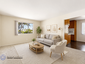 Inglewood apartment for rent - A living room with a couch, chair, and coffee table.