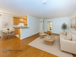 Los Angeles apartment for rent - A living room with a couch, chair, and coffee table.