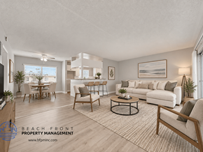 Downey apartment for rent - A living room with a couch, chairs, and a coffee table.