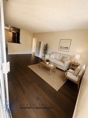 Torrance apartment for rent - A living room with a couch, chair, and coffee table.