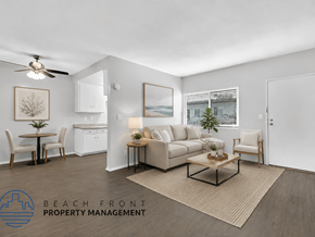 Lomita apartment for rent - A living room with a couch, chairs, and a coffee table.