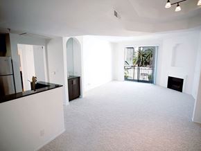 Los Angeles apartment for rent - an empty living room with a fireplace and a window