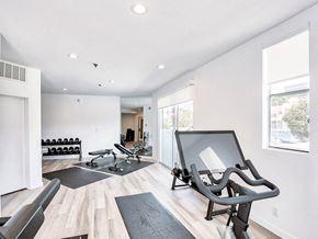 Los Angeles apartment for rent - the gym has plenty of exercise equipment including treadmills and dumbbells