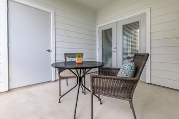 Balcony or patio with spacious storage closet