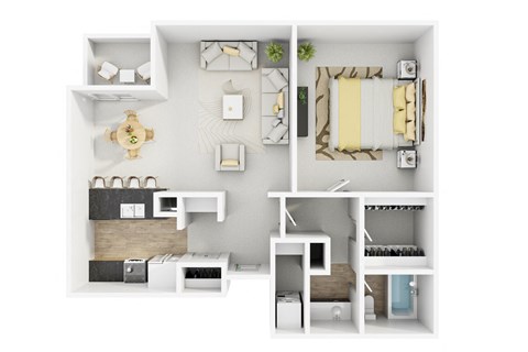 Floor plan for 1 bed, 1 bath, 810 sqft