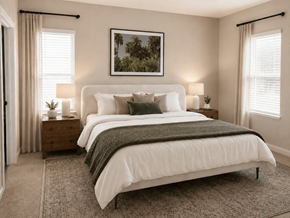 Savannah apartment for rent - A bedroom with a large bed and a painting on the wall.