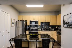 Arlington apartment for rent - a kitchen with stainless steel appliances and a granite counter top