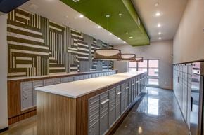 Fort Worth apartment for rent - a kitchen with wooden cabinets and a counter top