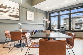 Crystal Lake apartment for rent - A dining room with a table and chairs.