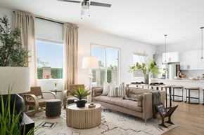 Phoenix apartment for rent - A modern living room with a sofa, chairs, and a coffee table.