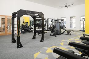 Buckeye apartment for rent - A TRX suspension trainer is hanging from a black frame in a gym.
