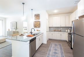 Summerville apartment for rent - interior view of the kitchen with stainless steel appliances and granite countertop