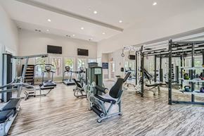 Atlanta apartment for rent - A spacious gym with a variety of equipment including treadmills, weights, and exercise machines.