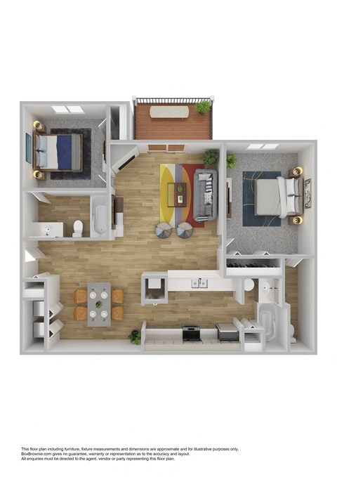 Floor plan for 2 beds, 2 baths, 856 sqft