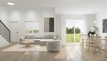 Tulsa apartment for rent - A modern living room with a white sofa set and a wooden coffee table.