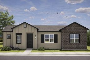 Omaha townhouse for rent - A house with a grey and black exterior and a black door.