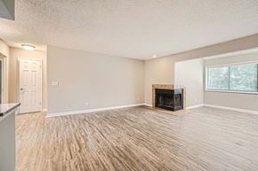 Atlanta apartment for rent - A living room with a fireplace and hardwood floors.