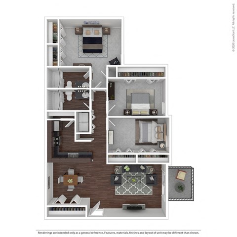Floor plan for 3 beds, 2 baths, 1190 sqft