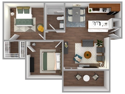 Floor plan for 2 beds, 1 bath, 814 sqft