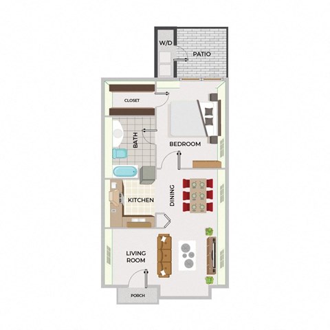 Floor plan for 1 bed, 1 bath, 512 sqft