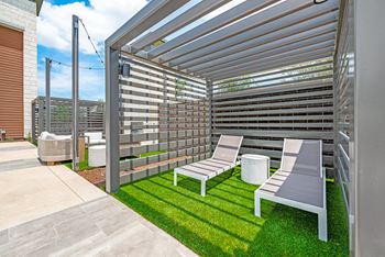 Resort-style pool with cabanas