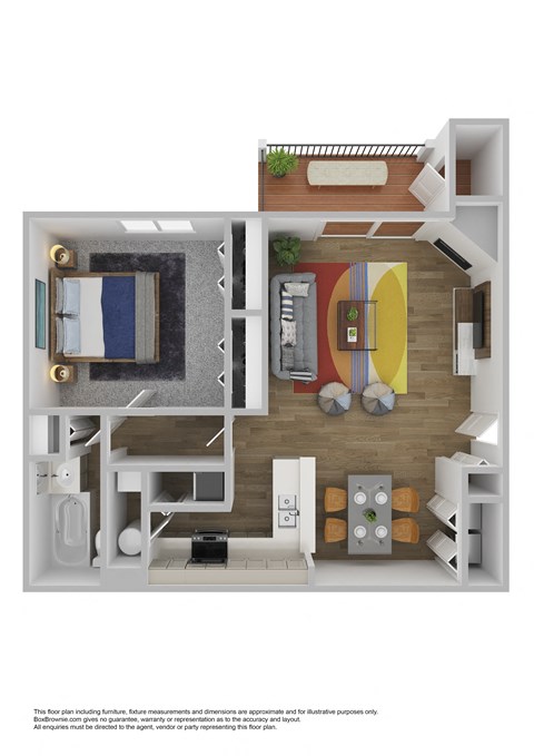 Floor plan for 1 bed, 1 bath, 768 sqft