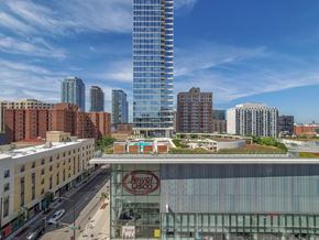 Chicago apartment for rent - A cityscape with a Jewel USCO building in the foreground.