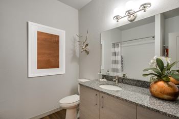 Granite countertops in kitchen and bathrooms