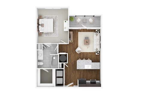 Floor plan for 1 bed, 1 bath, 660 sqft