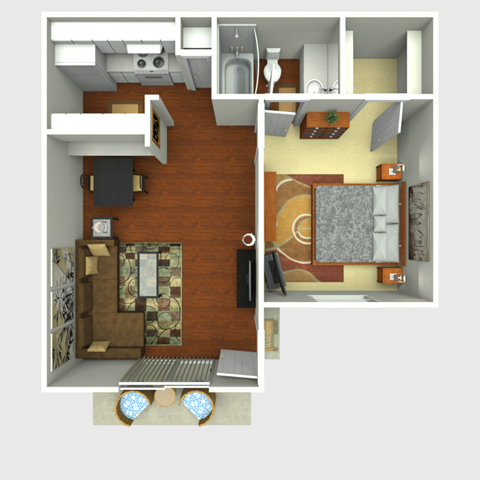 Floor plan for 1 bed, 1 bath, 550 sqft