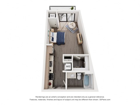 Floor plan for studio, 1 bath, 479 sqft