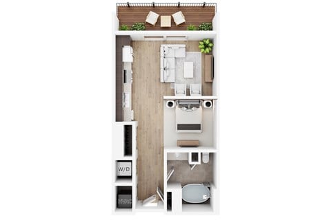 Floor plan for studio, 1 bath, 503 sqft