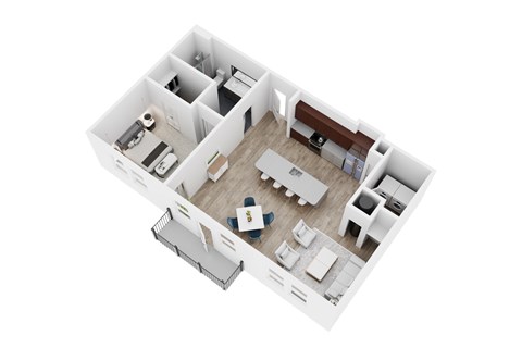 Floor plan for 1 bed, 1 bath, 985 sqft