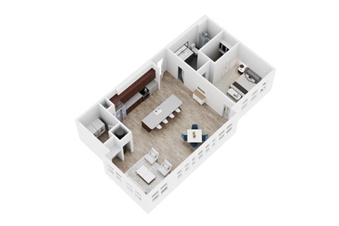 Floor plan for 1 bed, 1 bath, 1035 sqft