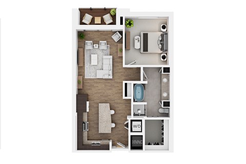 Floor plan for 1 bed, 1 bath, 866 sqft