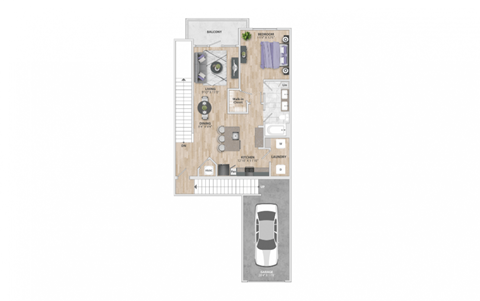 Floor plan for 1 bed, 1 bath, 954 sqft