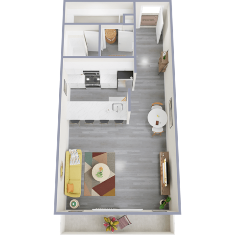 Floor plan for studio, 1 bath, 528 sqft