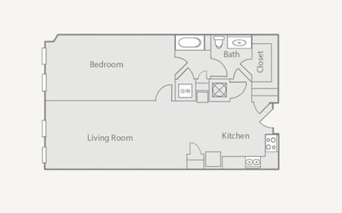 Floor plan for 1 bed, 1 bath, 1011 sqft