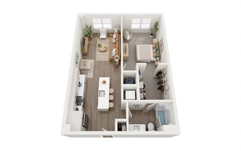 Floor plan for 1 bed, 1 bath, 780 sqft