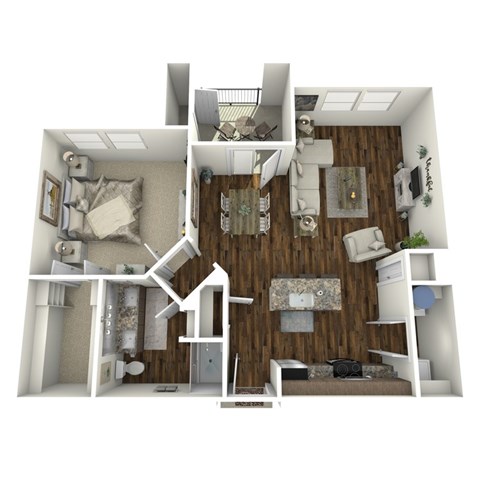Floor plan for 1 bed, 1 bath, 850 sqft