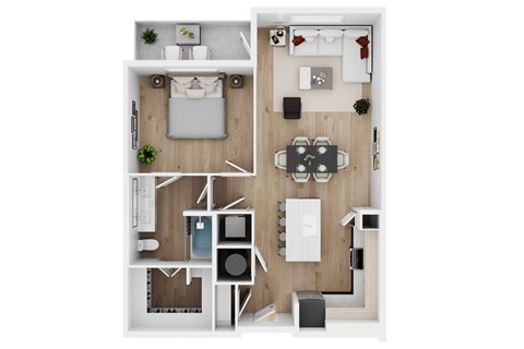Floor plan for 1 bed, 1 bath, 847 sqft