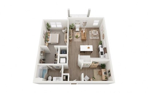 Floor plan for 1 bed, 1 bath, 904 sqft
