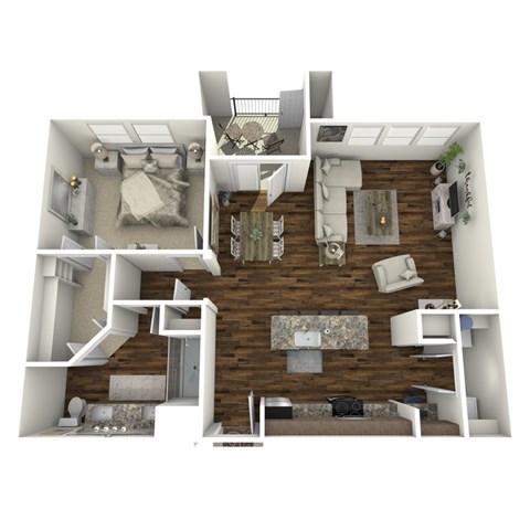 Floor plan for 1 bed, 1 bath, 975 sqft