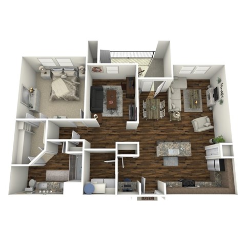 Floor plan for 1 bed, 1 bath, 1075 sqft